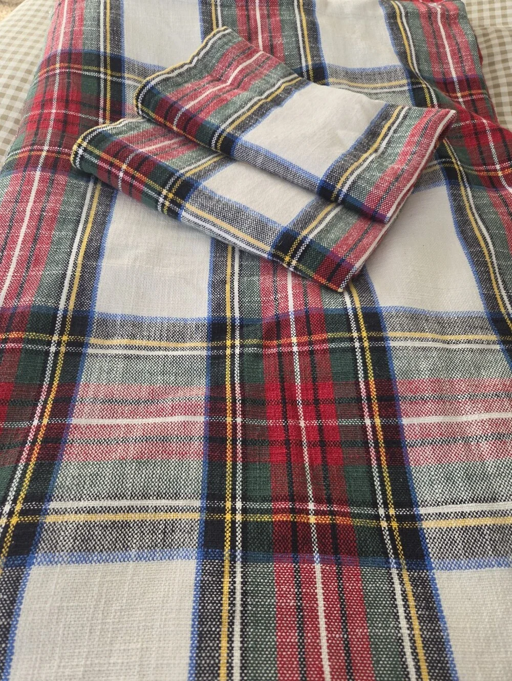 Pottery Barn Cal King Stewart Plaid 100% Cotton Duvet Cover And 2 Shams